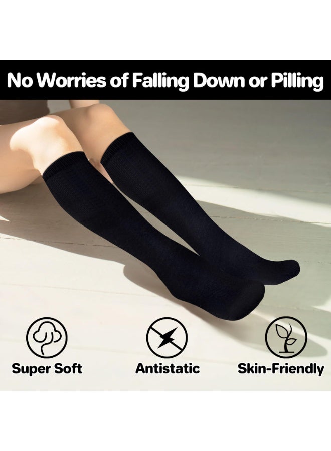 Girls Knee High Socks, Cotton School Uniform Socks, Kids Seamless Long Dress Socks, Soft Breathable School Socks for Girls - Image 4